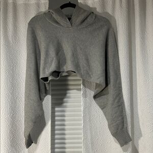 Forever 21 Gray Cropped Hoodie Sweater Size Large